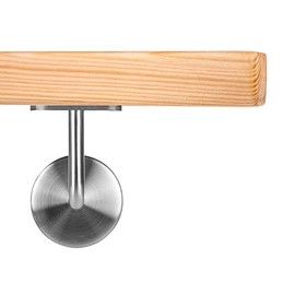 VKT Wooden Handrail 42 x 42 mm Wall Handrail Pine Holder Round 70 cm 2 Holders