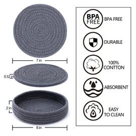 Coga Trivets for Hot Dishes, Trivets for Hot Pots and Pans, 7 Inchs Hot Pads 5 Pcs and Storage Basket for Countertops, Pot Holders for Kitchen, Cotton Table Protector Hot Mats Heat Resistant (Mix)