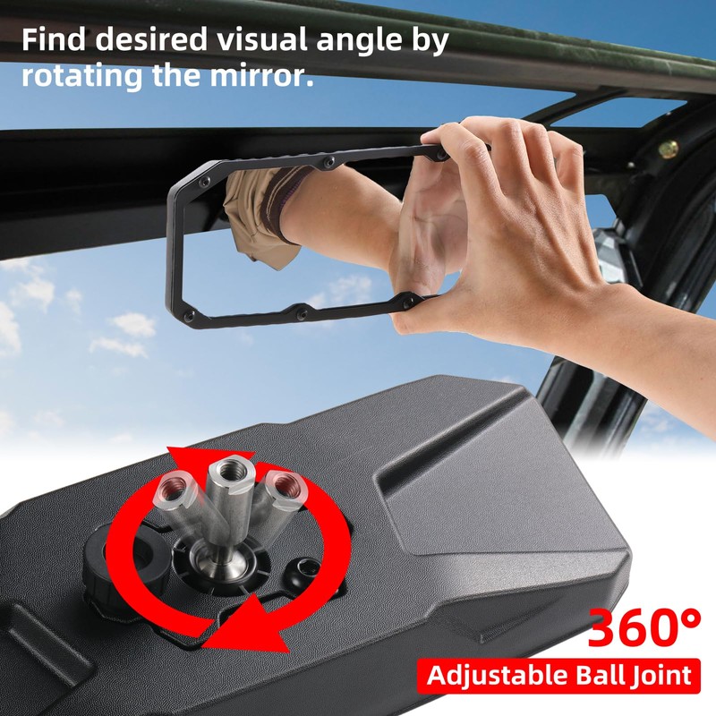 OFIG UTV Ranger Side Mirrors and UTV Center Mirror Set