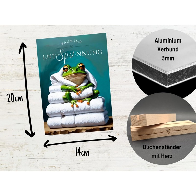 Frog Shield Wellness Towel Relaxation Frog Decorative Bathroom Wooden Stand