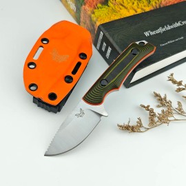 Straight BM 15002/15017 Wilderness Hunting Knife 9Cr13Mov Blade Wooden/G10 Handle Outdoor Knives Pocket EDC Tools-Customizablecolor: 15017-Green, blade length: 3.23in, blade width: 0.984in, type: Fixed Blade Knife