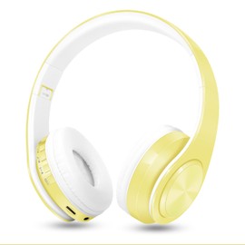 RAT TAIL V5.0 Bluetooth Headphones Over-Ear, Foldable Wireless and Wired Stereo Headset Micro SD/TF, FM for Cell Phone,PC,Soft Earmuffs &Light Weight for Prolonged Wearing (Yellow)