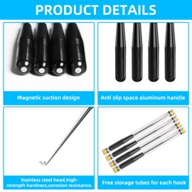 Lianup Fish Hook Remover Tool,Fishing Hook Quick Removal Device,Fishing Gear Security Extractor Equipment Kits for Adult,Hook Extractor Accessories Tools with Storage Tube,4Pcs Black