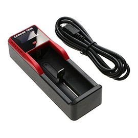 Battery Charger Compatible with 18650 26650 18490 17335 (More Model No Ref Desc) with Micro USB Cable (1 Slot Charger)