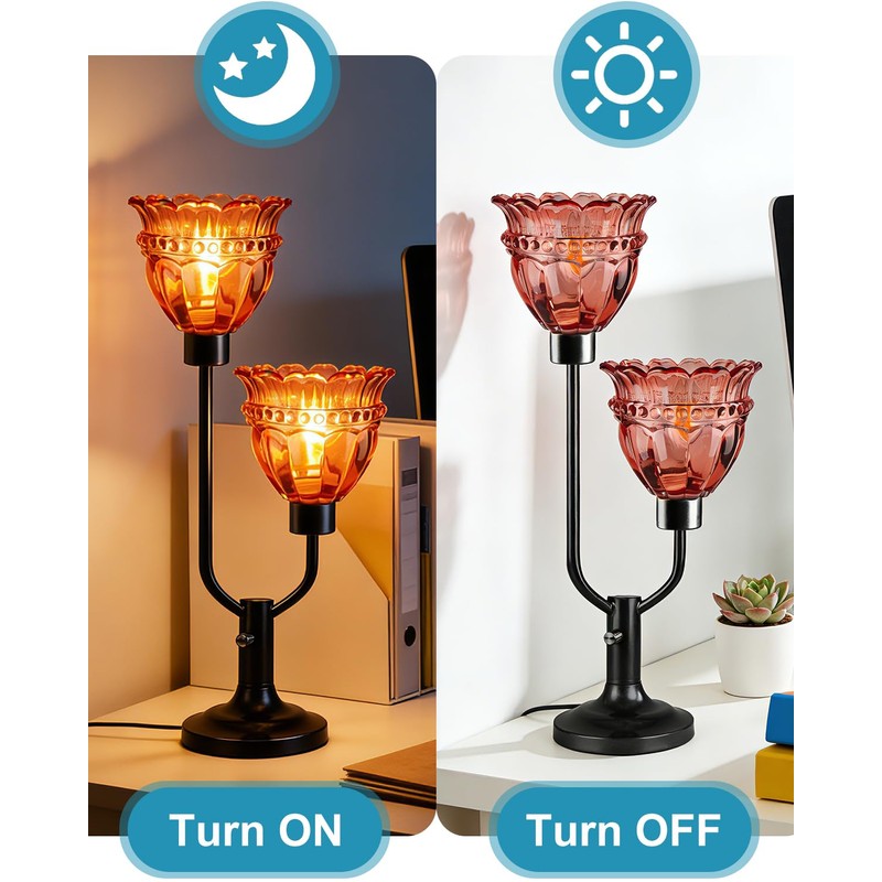 Lightdot Mid Century Modern Table Lamp Red Glass Vintage Lamp