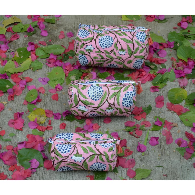 INDACORIFY Bolsas de aseo cosméticas con estampado de bloques de