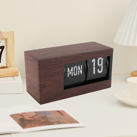 Bewinner Folding Clock, Classic Retro Vintage Clock, Digital Folding Clock, Calendar Folding Clock, Desk Decorative Digital Folding Clock for Home, Room, Office (Wood Grain)