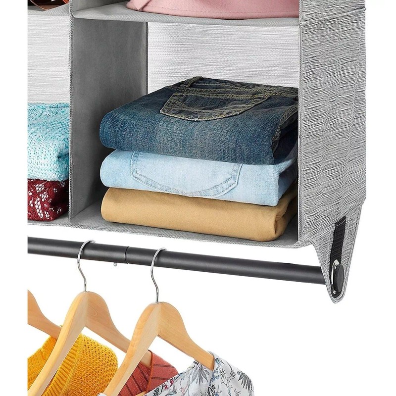 WM Organizador Colgante Closet Armario 4 Cubos Y Barra Metalica