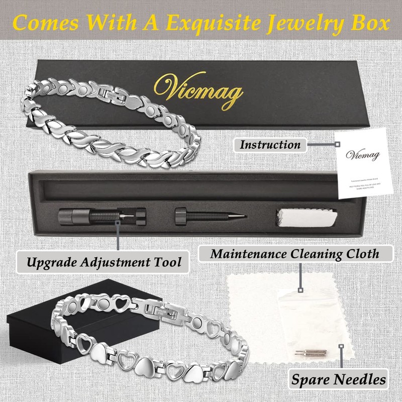 Vicmag Magnetic Bracelets for Women Titanium Steel Brazaletes Ultra Strength