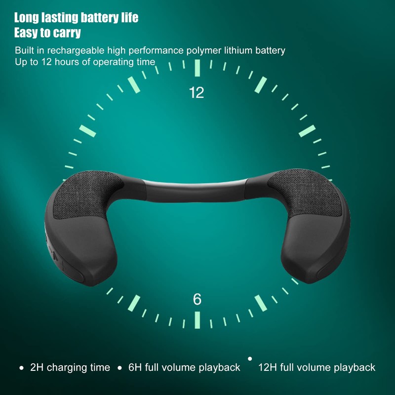 Neckband Bluetooth Speaker, 3D Stereo Sound 12H Playtime Clear Calls