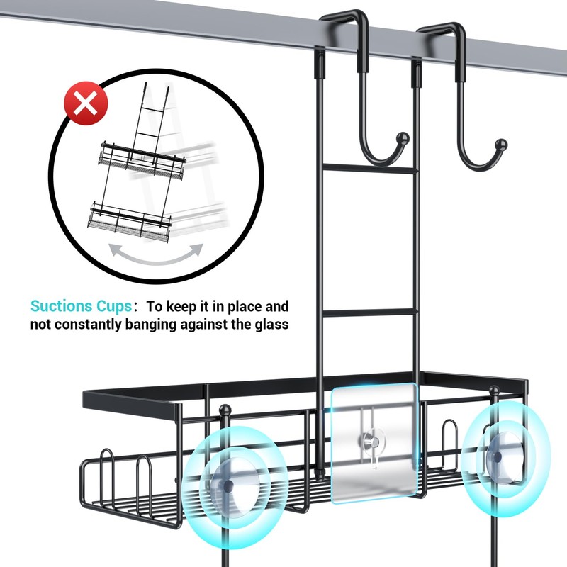 Aitatty Over the Door Shower Caddy Hanging: Black Rustproof Shower