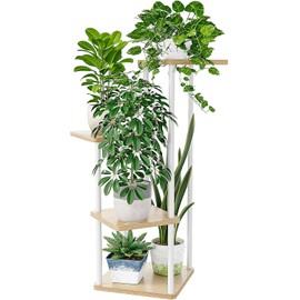 Bamworld Soporte para Plantas de Interior de Metal, Soportes Blanco para Plantas Múltiples Plantas Pequeñas(4 Niveles)