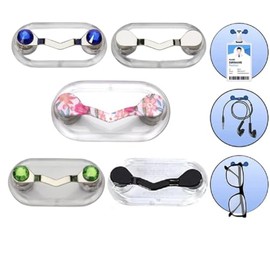 Pack of 1 Magnetic Eyeglass Holder ID Badge Holders Multifunctional Stainless Steel Glasses Clip Pin Badges Clips for Sunglasses Headphones (Blue)