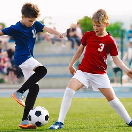 GRPSKCOS Black White Boys Soccer Socks- 2 pairs Team Sports Athletic Football Knee High Socks for Youth Kids(White, 10-14 Years)