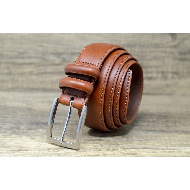 Ashford Ridge Mens 33mm Double Loop Leather Belt - Brown