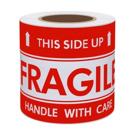 Hybsk This Side Up Fragile Stickers 3x5 inch Handle with Care Shipping and Packing Warning Adhesive Label 100 Per Roll (3x5 inch)