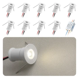 902 30°LED mini Spotlight,DC12V 1W,80Ra,75lm,Small Size,Embedded Installation,Suitable for Cabinet Lighting Such as Wine cabinets,Shoe cabinets,etc.,with Power Supply(6000K,White,9Pack)