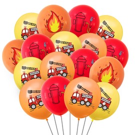 Balloons Fire Engine Balloons, Pack of 40 12 Inch Latex Balloons Red Yellow Orange Fireman Children Decoration for Party Birthday Theme Party