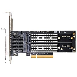 GLOTRENDS Dual M.2 PCIe 4.0/3.0 X8 Adapter, Support 2 x M.2 PCIe SSD RAID-on-CPU (VROC) in Intel Platform and PCIe 4.0 NVMe RAID in AMD Platform, PCIe Bifurcation Motherboard is Required (PA21)