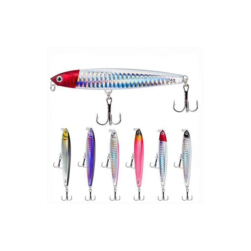 TUXIBIN 6 Stück Angelköder, Kunstköder, angelzubehör Set, 24Gramm angelköder, Kunstköder