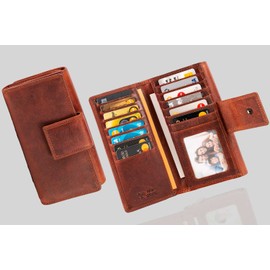 MATADOR Real Leather Women's Wallet, RFID Protection Wallet, XXL, Numerous Card Slots 10229, Vintage Brown