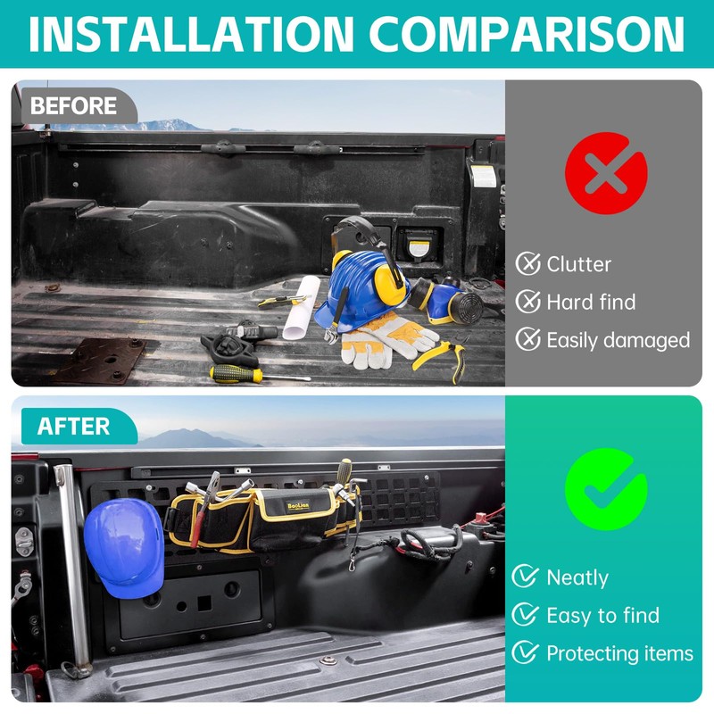 OUSUWO Side Truck Bed Molle Panel Rack System Compatible with