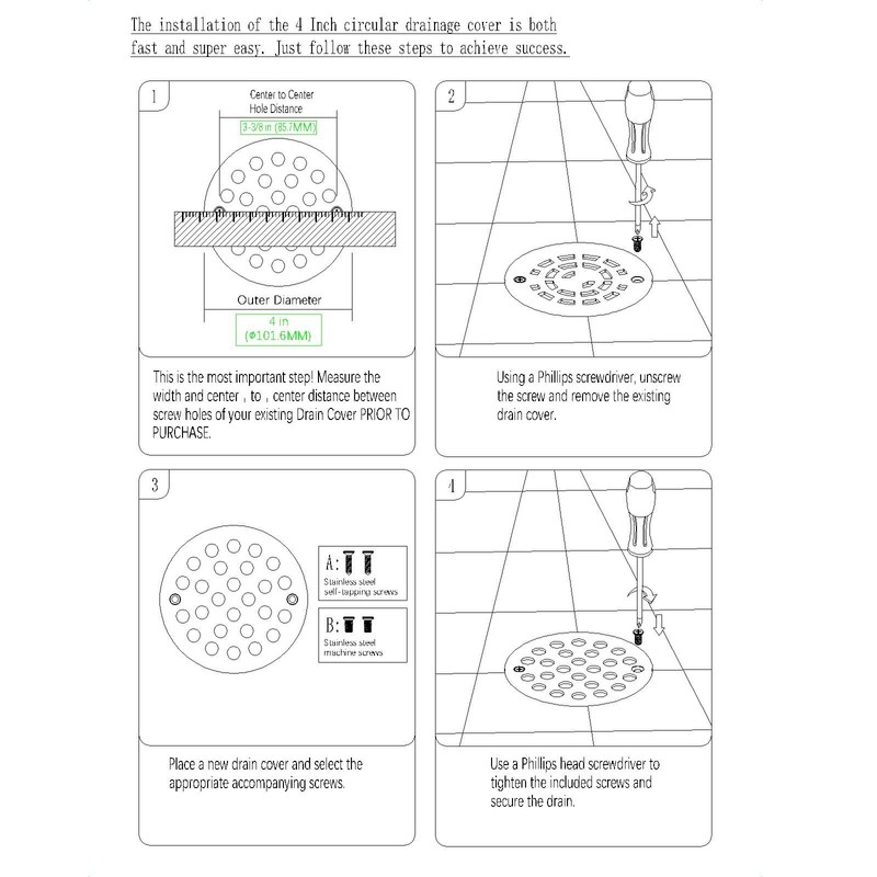 Poyde 4 Inch Screw-in Round Shower Drain Cover Replacement Floor
