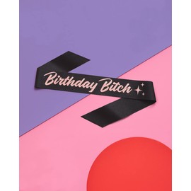 XO, Fetti Black Glitter + Rose Gold Foil Birthday Sash for Women | Decorations - 21st, 30th, Birthday Girl