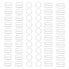Lilaly 60 Pcs 12mm Bra Hooks for Straps 3 Styles Sewing Hooks Bra Rings and Sliders for Bra Straps(White)