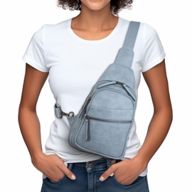 Alldaily Large Sling Bag for Women Crossbody Purse Leather Fashionable Trendy Chest Bag for Travel, Fanny Pack (Blue)