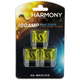 Harmony Audio HA-MAXI100 Car Stereo Fuseholder 3 Pack 100 Amp Maxi Fuses - Nickel Plated