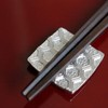 Tin Chopsticks Rest Auspicious Crest Set of 5 in Paulownia