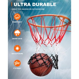 XXXYYY Red White and Black Basketball Net Replacement Heavy Duty, 2022 Professional On-Court Quality [6.88Ounce], Fits Outdoor Indoor Standard Rim, All Weather Anti Whip -12 Loops