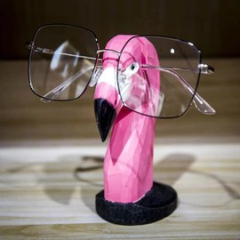 Cute Animal Eyeglass Holder， Wooden Eyeglass Stand Holder, Glasses Accessories for Home, Desk, Office (Flamingo)