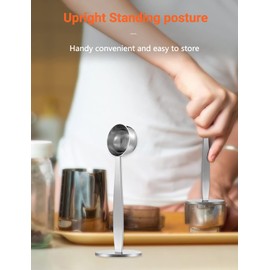 WILLIZTER Two-in-One Stainless Steel Coffee Scoop Tamping Dual-Purpose Coffee Spoon Powder Hammer Tamper Multi Function Spoon Holder Coffee Tools for Measuring and Tamping