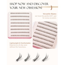 Onlyall Lower Eyelash Cluster Extensions – J Curl Individual Bottom Lashes for a Natural or Glam Look (Glam07)