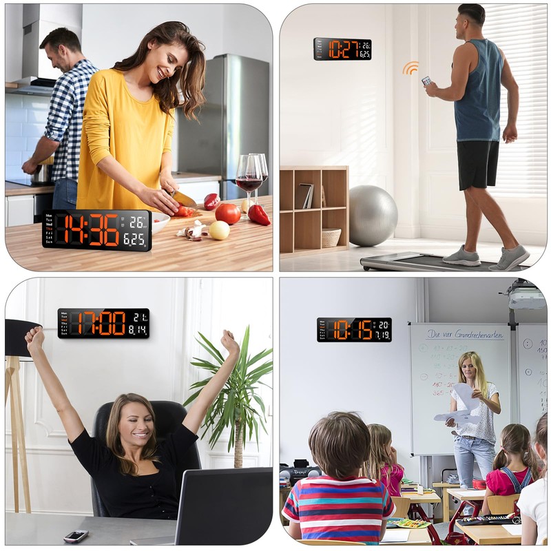 Koolertron Digital Wall Clock, 13-inch Large Display, LED Digital Clock