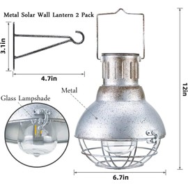 Solarmory Solar Lantern Outdoor Waterproof Hanging LED Vintage Metal Lanterns Garden Decorative for Yard Pathway Porch Patio Table 2 Pack (SOL24-0001)