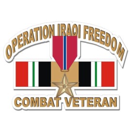 OPERATION IRAQ FREEDOM COMBAT VETERAN BRONZE STAR BUMPER STICKER DIE CUT