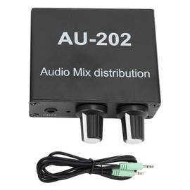 Stereo Mixer 2 in 2 Out Low Noise Independent Volume Control 3.5mm Small Sound Mixer for Headphone DC 5‑24V