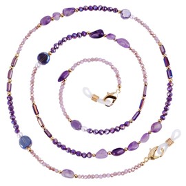 BILIONE Crystal Eyeglasses Chain for Women, Natural Stone Sunglasses Chain, Glasses Strap Around Neck (Lavender)