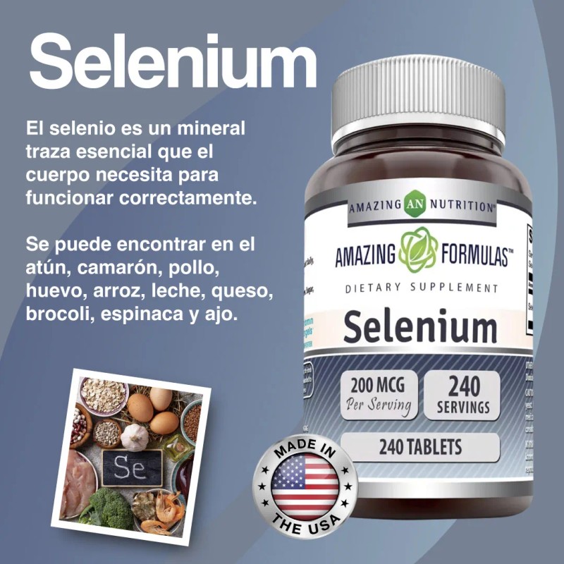 Selenio Selenium 200 Mcg 240 Tabletas Anticancerigeno Sabor Sin Sabor