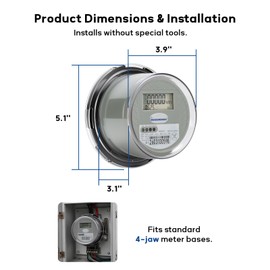 MEASUREMAN Digital Electric Meter 240V 3 Wire KWH Watt Meter for Home, RV & Small Industrial Use – High Precision Energy Usage Monitor, LCD Display, ANSI Standard, IP65 Weatherproof, Easy Installation