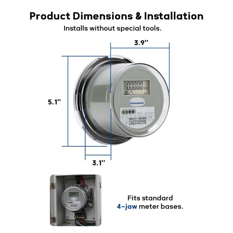 MEASUREMAN Digital Electric Meter 240V 3 Wire KWH Watt Meter