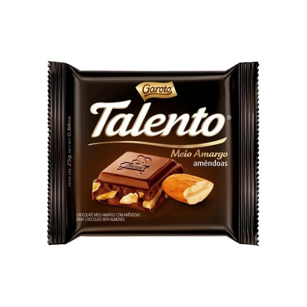 Elite Garoto Talento Dark Chocolate with Almonds - Chocolate Meio