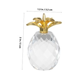 iplusmile Crystal Pineapple Ornament Decorative Artificial Fruit Figurine with Gold Metal Leaves Modern Minimalist Home Desktop Sculpture for Living Room Bedroom Table Decor
