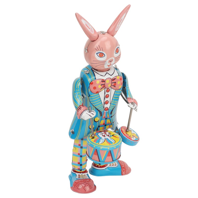 Rabbit Clockwork Toy Retro Metal Swinging Drumming Rabbit Wind Up