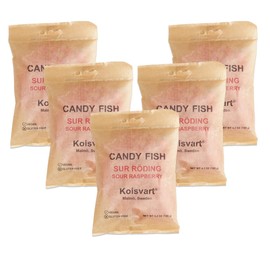 Kolsvart Sour Raspberry Swedish Candy Fish, 4.2oz (Pack of 5)