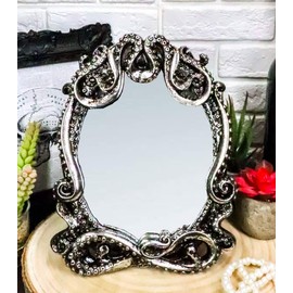 Ebros 9" Tall Vintage Silver Marine Sea Monster Kraken Cthulhu Octopus Tentacles Desktop Vanity Table Or Small Wall Mirror Figurine Decor Legends Myths and Fantasy Accent