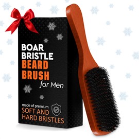 Soft Beard Brush for Men – Soft Boar Bristle Beard Brush with Handle, 9" Wooden Design for Beards, Mustaches & Slick Back Hair – Comfortable Grip, Styling Control, for Daily Grooming & Barbershop Use